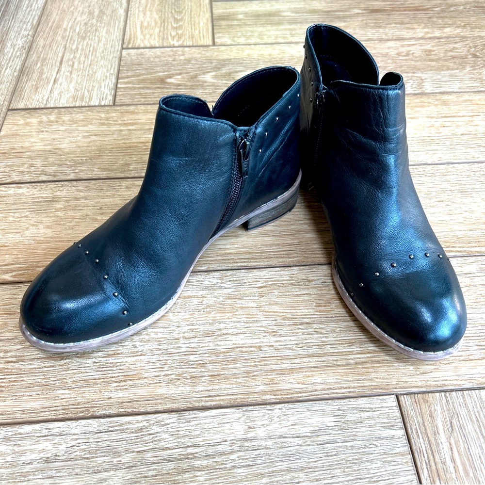 Diba True Black Leather Studded Booties